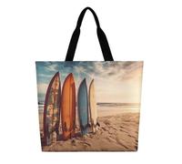 MXDLKSWPOH Tote Bag Reusable Grocery Bags Boards on The Beach Shopping Bags Large Capacity Casual Shoulder Handbag