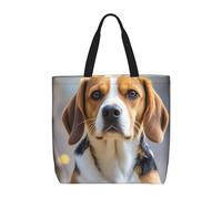 MXDLKSWPOH Tote Bag Reusable Grocery Bags Cute Beagle Dog Shopping Bags Large Capacity Casual Shoulder Handbag
