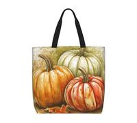 MXDLKSWPOH Tote Bag Reusable Grocery Bags Fall Watercolor Pumpkins Shopping Bags Large Capacity Casual Shoulder Handbag