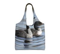 MXDLKSWPOH Tote Bag Reusable Grocery Bags Loon Birds Shopping Bags Large Capacity Casual Shoulder Handbag