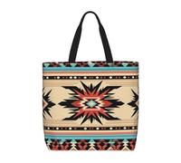 MXDLKSWPOH Tote Bag Reusable Grocery Bags Native American Patterns Shopping Bags Large Capacity Casual Shoulder Handbag
