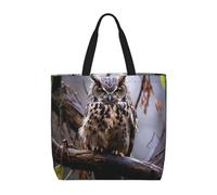 MXDLKSWPOH Tote Bag Reusable Grocery Bags Owl on a branch Shopping Bags Large Capacity Casual Shoulder Handbag