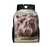 MXDLKSWPOH Travel Backpack for Women Men Carry On Backpack Hippopotamus in Water Laptop Bag Lightweight Casual Daypack