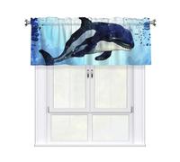 MXDLKSWPOH Valances for Windows Abstract Art Short Curtains Orca Killer Whale Kitchen Curtains Window Treatment Valance Rod Pocket Cafe Curtains for Kitchen Bedroom Bedroom Bathroom 54 X 18 Inch