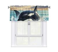 MXDLKSWPOH Valances for Windows Abstract Art Short Curtains Orca Killer Whale Kitchen Curtains Window Treatment Valance Rod Pocket Cafe Curtains for Kitchen Bedroom Bedroom Bathroom 54 X 18 Inch