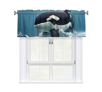MXDLKSWPOH Valances for Windows Abstract Art Short Curtains Orca Killer Whale Kitchen Curtains Window Treatment Valance Rod Pocket Cafe Curtains for Kitchen Bedroom Bedroom Bathroom 54 X 18 Inch