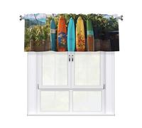 MXDLKSWPOH Valances for Windows Abstract Art Short Curtains Surf's up Surfboard Kitchen Curtains Window Treatment Valance Rod Pocket Cafe Curtains for Kitchen Bedroom Bedroom Bathroom 54 X 18 Inch