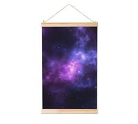 MXDLKSWPOH Wooden Shaft Hanging Poster Magic Galaxy Sky Purple Wall Art Painting Canvas Prints Wall Hanging Tapestry Ready to Hang Artwork for Living Room Bedroom Home Decor Scroll Paintings 16"x24"