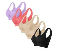 MXETWJEL Multipack Sports Bra for Women Plus Size Bralette for Woman Thin Full Coverage Firm Hold Sleep Bra Multicolor New Wireless Wrap Chest Crop Top Vest Comfort Stretch Bras for Everyday Wear