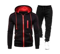 MXETWJEL Tracksuit Mens Full Set Zip up Hoodie Elasticated Waist Sweatpants 2 Picece Sets Ribbed Sleeve Gym Cardigan Outift Sportwear Top & Bottom Outfits Sale Clearance Uk Lightweight Athletic Suit