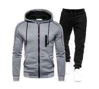 MXETWJEL Tracksuit Mens Full Set Zip up Hoodie Elasticated Waist Sweatpants 2 Picece Sets Ribbed Sleeve Gym Cardigan Outift Sportwear Top & Bottom Outfits Sale Clearance Uk Lightweight Athletic Suit