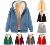 MXETWJEL Winter Coat Men's Hoodies Fleece Lined - Full Zip up Sherpa Hoodie Long Sleeve Sweatshirt Jackets Casual Winter Warm Thick Coat Outerwear with Pockets for Men