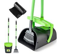 MXF Pooper Scooper Swivel Bin & Rake Kit with 20 Waste Bags, 36.6" Long Handle Adjustable Portable Non-Breakable Dog Pooper Scooper for Large Medium Small Dogs, Poop Scooper for Lawn Yard Dog Kennel