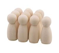 Mxfans 10pieces Painted Art Wooden People Peg Dolls Craft Figurine Female Doll 35MM