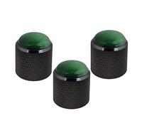 Mxfans 3pcs Black Dome Electric Guitar Volume Tone Control Knobs + Green Glass Top