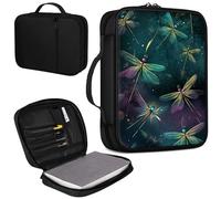 Mxfdegf Bible Cover, Carrying Book Case Church Bag Bible Protective PU Leather Bible Covers with Handle and Zippered Pocket, for Standard and Large Size Bible 10.1x7.5x1.9 in, Dragonfly - Green