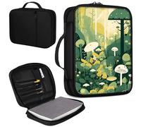 Mxfdegf Bible Cover, Carrying Book Case Church Bag Bible Protective PU Leather Bible Covers with Handle and Zippered Pocket, for Standard and Large Size Bible 10.1x7.5x1.9 in,Green Plants