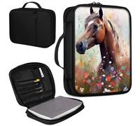 Mxfdegf Bible Cover, Carrying Book Case Church Bag Bible Protective PU Leather Bible Covers with Handle and Zippered Pocket, for Standard and Large Size Bible 10.1x7.5x1.9 in, Garden Horse