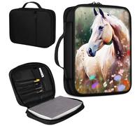 Mxfdegf Bible Cover, Carrying Book Case Church Bag Bible Protective PU Leather Bible Covers with Handle and Zippered Pocket, for Standard and Large Size Bible 10.1x7.5x1.9 in, Plants Garden Horse