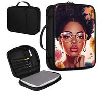 Mxfdegf Bible Cover, Carrying Book Case Church Bag Bible Protective PU Leather Bible Covers with Handle and Zippered Pocket, for Standard and Large Size Bible 10.1x7.5x1.9 in,African Sunflowers Girl