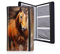 Mxfdegf Business Card Holder Book, PU Leather Business Card Book Organizer Journal Name Card Book Holder with Elastic Closure Hold 240 Cards,Name Card Holder for Men & Women, Horses Make Life Better
