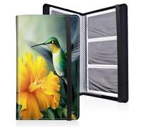 Mxfdegf Business Card Holder Book, PU Leather Business Card Book Organizer Journal Name Card Book Holder with Elastic Closure Hold 240 Cards,Name Card Holder for Men & Women, Hummingbird Yellow