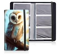 Mxfdegf Business Card Holder Book, PU Leather Business Card Book Organizer Journal Name Card Book Holder with Elastic Closure Hold 240 Cards,Name Card Holder for Men & Women, owl on branch, Modern