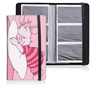Mxfdegf Business Card Holder Book,PU Leather Business Card Book Organizer Journal Name Card Book Holder with Elastic Closure Hold 240 Cards,Name Card Holder for Men & Women,Pink Pig