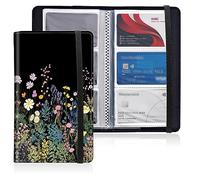 Mxfdegf Business Card Holder Book, PU Leather Business Card Book Organizer Journal Name Card Book Holder with Elastic Closure Hold 240 Cards,Name Card Holder for Men & Women, Midnight Flowers