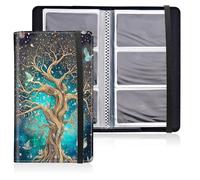 Mxfdegf Business Card Holder Book, PU Leather Business Card Book Organizer Journal Name Card Book Holder with Elastic Closure Hold 240 Cards,Name Card Holder for Men & Women, birds on it cosmic tree