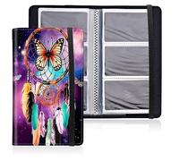 Mxfdegf Business Card Holder Book, PU Leather Business Card Book Organizer Journal Name Card Book Holder with Elastic Closure Hold 240 Cards,Name Card Holder for Men & Women, Dream Catcher/Butterfly