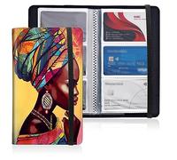 Mxfdegf Business Card Holder Book, PU Leather Business Card Book Organizer Journal Name Card Book Holder with Elastic Closure Hold 240 Cards,Name Card Holder for Men & Women, Black Woman Queen