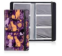 Mxfdegf Business Card Holder Book, PU Leather Business Card Book Organizer Journal Name Card Book Holder with Elastic Closure Hold 240 Cards,Name Card Holder for Men & Women, many Cute catss branch
