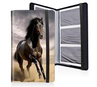 Mxfdegf Business Card Holder Book, PU Leather Business Card Book Organizer Journal Name Card Book Holder with Elastic Closure Hold 240 Cards,Name Card Holder for Men & Women, Desert Cool Animal Horse