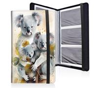 Mxfdegf Business Card Holder Book, PU Leather Business Card Book Organizer Journal Name Card Book Holder with Elastic Closure Hold 240 Cards,Name Card Holder for Men & Women, Cute Three Bear