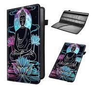 Mxfdegf Car Registration and Insurance Holder, Leather Car Glove Box Organizer, Cool Car Accessories for ID, Driver's License Cards & Essential Document,Men&Women,business cards,Buddha - Lotus