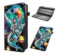 Mxfdegf Car Registration and Insurance Holder, Leather Car Glove Box Organizer, Cool Car Accessories for ID, Driver's License Cards & Essential Document,Men&Women,business cards,Cosmic and dinosaurs