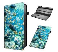 Mxfdegf Car Registration and Insurance Holder, Leather Car Glove Box Organizer, Cool Car Accessories for ID, Driver's License Cards & Essential Document,business cards,Men&Women,Marine Life Fish