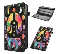 Mxfdegf Car Registration and Insurance Holder, Leather Car Glove Box Organizer, Cool Car Accessories for ID, Driver's License Cards & Essential Document,Men&Women,business cards,Buddha and moon