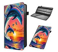 Mxfdegf Car Registration and Insurance Holder, Leather Car Glove Box Organizer, Cool Car Accessories for ID, Driver's License Cards & Essential Document,business cards,Men&WomenDolphins in The Sunset