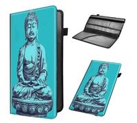 Mxfdegf Car Registration and Insurance Holder, Leather Car Glove Box Organizer, Cool Car Accessories for ID, Driver's License Cards & Essential Document,Men&Women,business cards,Buddha - green