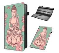 Mxfdegf Car Registration and Insurance Holder, Leather Car Glove Box Organizer, Cool Car Accessories for ID, Driver's License Cards & Essential Document,Men&Women,business cards,Pink Buddha