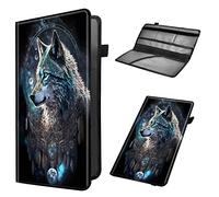 Mxfdegf Car Registration and Insurance Holder, Leather Car Glove Box Organizer, Cool Car Accessories for ID, Driver's License Cards & Essential Document,business cards,Men&Women,Feathers Wolf Warrior