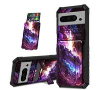 Mxfdegf Case for Google Pixel 8 Pro 6.7-Inch 2023, Black Shock-Absorbing TPU with Kickstand Detachable IDs Credit Card Slot Wallet Case for Google Pixel 8 Pro,Cosmic Starry Sky