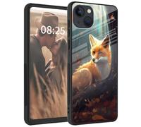 Mxfdegf Case for iPhone 12 mini 5.4-Inch, Tempered Glass Back + Soft Silicone TPU Shockproof Anti-Scratch Protective Phone Case for iPhone 12 mini,Cute Fox Forest