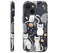 Mxfdegf Case for iPhone 13 Mini 5.4-Inch,Dual Layer Hybrid Hard PC & Soft Silicone Defense Anti-Drop Anti-Scratch Protective Case for iPhone 13 Mini,Various Cats Grey