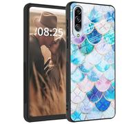 Mxfdegf Case for Samsung Galaxy A90 5G, Tempered Glass Back+Soft Silicone TPU Shockproof Anti-Scratch Protective Phone Case for Galaxy A90 5G,Flash Fish