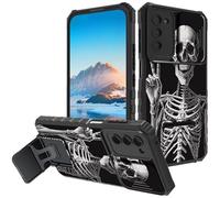 Mxfdegf Case for Samsung Galaxy S23 5G 6.1-Inch, Built in Hard Kickstand Dual Layer Black TPU Shockproof & Slide Camera Protection Case for Galaxy S23 5G,Rock Skeleton