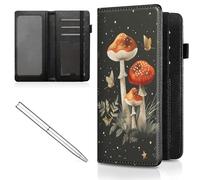 Mxfdegf Checkbook Cover for Men and Women Personal Checkbook,Premium Leather Standard Register Checkbook Case - with RFID Blocking,Check Book Cover Wallet for Girl Duplicate Check, Red Mushroom -20