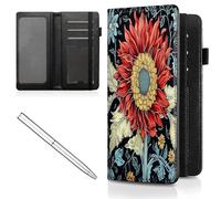 Mxfdegf Checkbook Cover for Men and Women Personal Checkbook,Premium Leather Standard Register Checkbook Case - with RFID Blocking,Check Book Cover Wallet for Girl Duplicate Check, Red Sunflowers